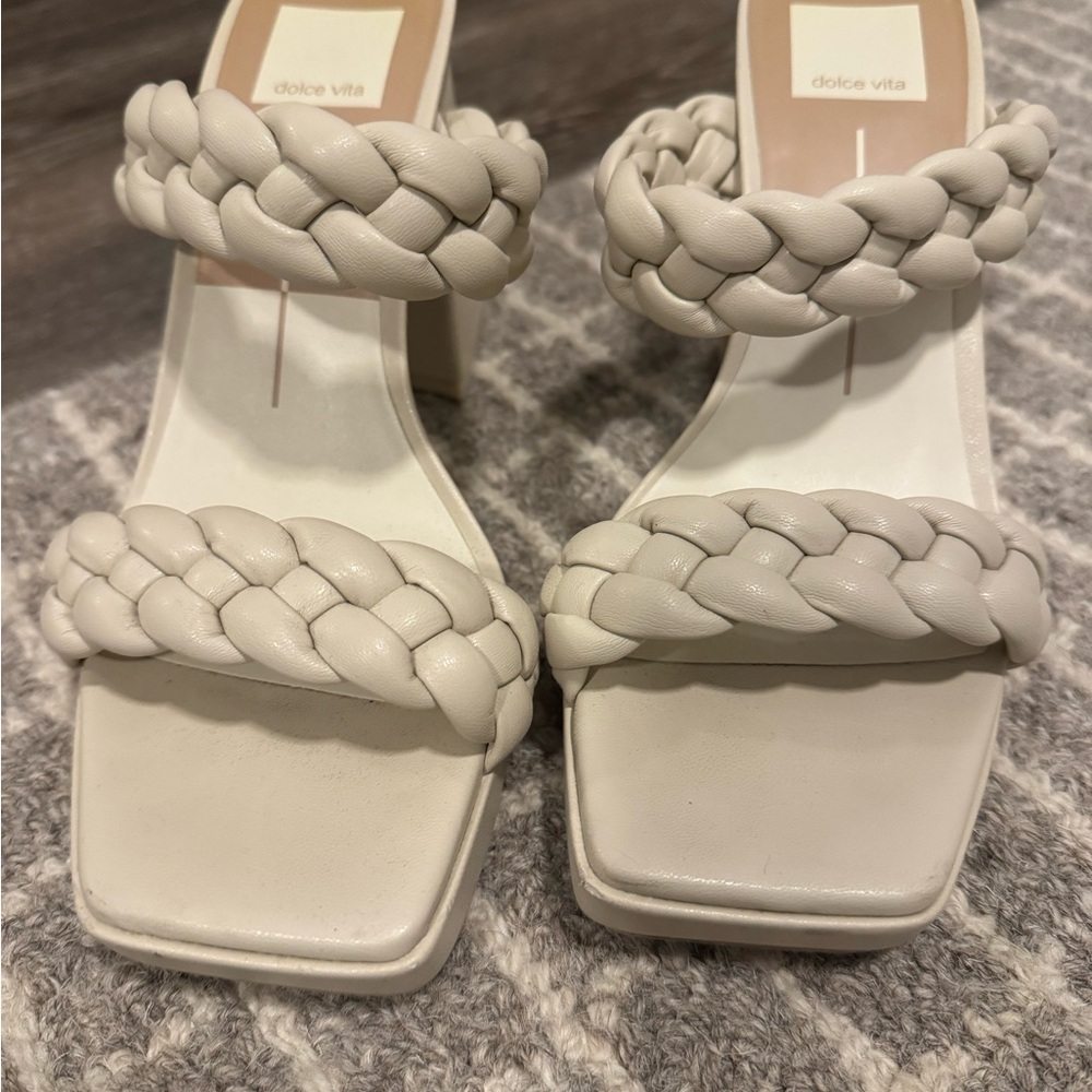 Dolce Vita Cream Braided Heeled Sandals